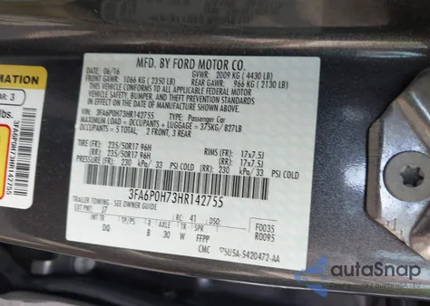 2017 Ford Fusion Se из США, поврежденный, VIN 3FA6P0H73HR142755